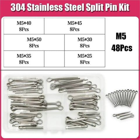 Stainless Steel Cotter Pin Assortment Kit 304 3 Box M1.5 M2 M3 M4 M5 M6 U Pins Hairpin Split Pin For Tractor And Machinery Quick Fastening set