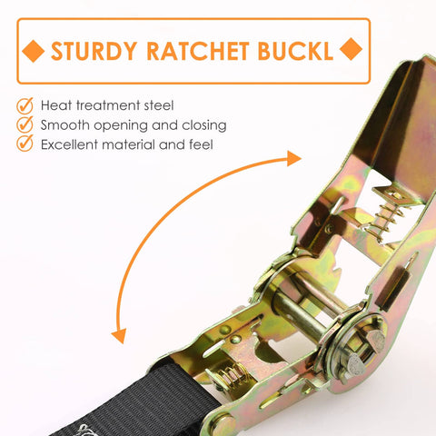Close-up of a sturdy ratchet buckle, part of 10 Pack 1 Inch By 20 Foot Endless Ratchet Straps No Hook Heavy Duty Tie Downs 1760 Lbs