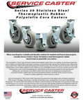 Heavy Duty Eight Inch Swivel Casters Set Of Four Featuring Thermoplastic Rubber Donut Tread Stainless Steel Plates on display.