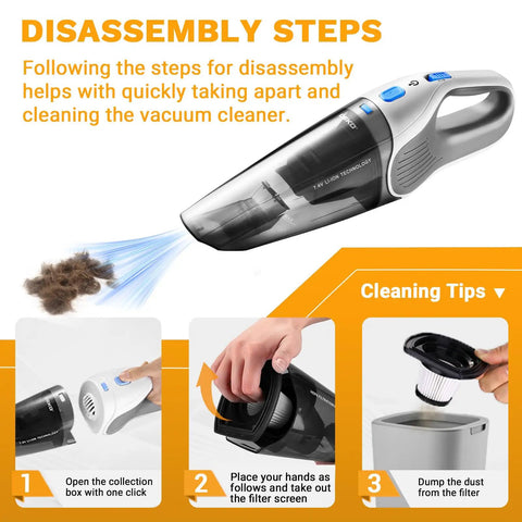 Cordless Handheld Vacuum Cleaner With 8000Pa Suction Rechargeable Portable Car And Home Vacuum Lightweight disassembly steps