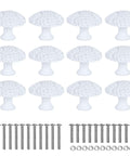 Boho Woven Resin Drawer Knobs Set Of 12 White Braided Cabinet Pulls with screws displayed in a grid layout.