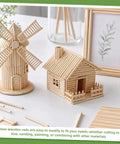 Straight Up Natural Bamboo Wooden Dowel Rods Quarter Inch by Twelve Inches Solid 50 Piece Craft Sticks used in windmill and house models.