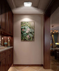Battery Powered Motion Sensor Ceiling Light 180 Lm 6000K Cool White 48 LED Wireless Closet Lights illuminating hallway