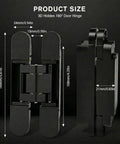 Heavy Duty 6 Inch Zinc Alloy Hidden Door Hinges Black 2 Pack Built Tough One Piece Die Cast Construction Rust Resistant Finish