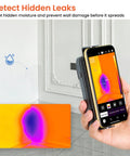 Wireless Thermal Imaging Camera For Android And iOS Smartphones With 512x384 Super Resolution in use detecting wall leak