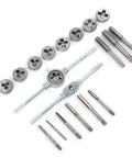Heavy Duty 20 Piece Metric Tap Die Set With Wrench Rack For Thread Repair And Cutting M3 To M12 Bolt Rod Pipe Hand Tool Kit Ready To Go, steel taps and dies