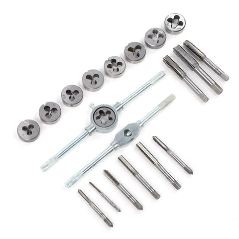 Heavy Duty 20 Piece Metric Tap Die Set With Wrench Rack For Thread Repair And Cutting M3 To M12 Bolt Rod Pipe Hand Tool Kit Ready To Go, steel taps and dies