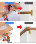 Dead Nuts Precise Embedded Handle Slotting Template With Quick Clamp And Router Dust Cover For Wardrobe Cabinet Door Panel U Groove Positioning Jig in use with router on wood.
