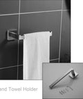 Hardwearing Stainless Bathroom Hardware Set With 24 Inch Towel Bar Two Towel Hooks Toilet Paper Holder And Hand Towel Rail In Brushed Nickel Finish Rust Resistant SUS304 Bath Accessories For A Sleek Modern Bathroom Upgrade Easy Install No Fuss hand towel holder displayed on tiled wall with installation kit