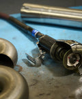 Air Cut Off Tool Pro Grade Heavy Duty 20000 RPM Pneumatic Type 41 with muffler pipe on workbench.