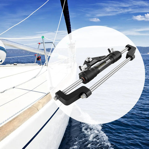 Heavy Duty Outboard Hydraulic Steering Kit For Boats Up To 300HP Front Mount Cylinder Set HC5358-3 And HC5345-3 No Helm Pump Or Steering Hose Needed Built For Strong Steering And 1500 PSI High Pressure With Crush Resistant Seals