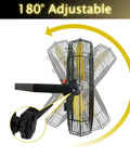 180 degree rotating view of 24 Inch Heavy Duty Industrial Wall Mounted Fan With TEAO Enclosed Motor, safety yellow blades.