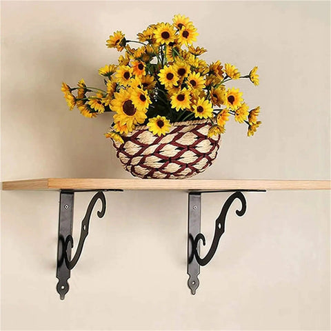 Hella Sturdy 20 Pack L Shape Corner Brackets Heavy Duty Metal Shelf Supports Rust Resistant White Right Angle Furniture Hardware Braces Solid 140mm Thickness Prime Grade Wall Fixing Kit with shelf and flowers.