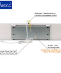 Back view of 36 Inch Slim Indoor Air Curtain FM-1209T with mounting plate, power cord, and magnetic switch wires visible.