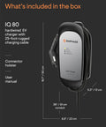 64 Amp Smart EV Charger IQ 80 Hardwired 15.4kW 240V WiFi Connected Safety Certified 25ft Cable Ruggedized J1772 Connector