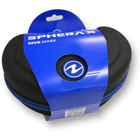 Sphera X Freediving Mask With 180-Degree Wide-Angle View, Low-Volume Fit packaging in black with blue accents