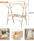 Collapsible Wooden Vendor Cart With Canopy dimensions 200cm height 120/150cm width 60cm depth built from solid wood material.