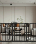 Extra Wide Baby Gate With Walk Through Door Adjustable From 62.19 To 66.92 Inches Pressure Mounted Auto Close Black Steel Gate
