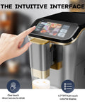 Super Automatic Espresso Machine With 20 Bar Pressure Pump And Built In Burr Grinder For Smooth Daily Grinds Featuring touch display and drink selector.