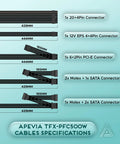 Cable specifications for Tiny But Mighty 500W TFX Power Supply With Fixed Cables Full Range Active PFC 90 264V 80mm Fan