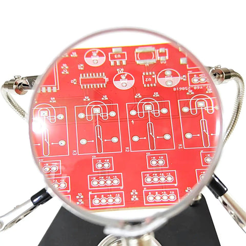 Soldering Helping Hands With 3X Magnifier And 360 Degree Rotating Alligator Clips Adjustable Third Hand Tool With Storage Tray