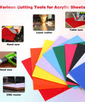 Adrattnay acrylic sheets set, 10 pcs, 12x12 inches, 3 mm (1/8 in) thick, opaque colored with protective paper.
