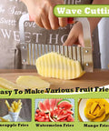 FANTEXY extra-large crinkle cutter with wood handle, stainless steel blade for making crinkle-cut fries.