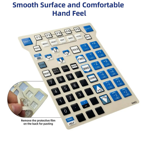 Membrane Keypad Replacement For Fanuc Teach Pendant GNE2 A05B 2518 C202 ESW With Precise Tactile Buttons, Smooth Rounded Edges For Safe Handling, Easy Peel And Stick Install, Durable Interface Upgrade For Reliable Control, angled view
