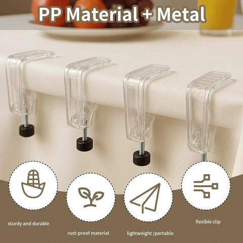 Clear Tablecloth Clips That Grip Tight No Slip For Tables From 0.4 To 1.96 Inch Thick 12 Pack Easy To Install Damage Free