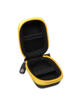 Travel Friendly Hard Case for Mini Laser Distance Meter 135Ft Rechargeable Tool With USB C Hub Cord and Space for Accessories open yellow PEVA case