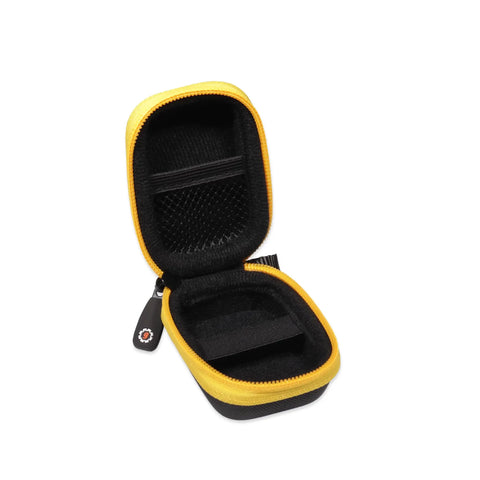 Travel Friendly Hard Case for Mini Laser Distance Meter 135Ft Rechargeable Tool With USB C Hub Cord and Space for Accessories open yellow PEVA case