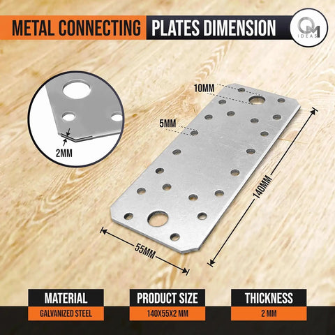 Heavy Duty Flat Joining Plates With Perforated Braces For Timber Wood And Metal Galvanized Steel Fixing Repair Connector 10 Pack Built Tough Workhorse Straight Brackets Pro Setup