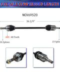 Front CV Axle Shaft For Toyota Corolla 1993 To 2002 1.8L Celica ST 1990 To 1993 Manual Geo Prizm 1993 To 1997 Chevy Prizm 1998 To 2002 Joint Drive Shaft shown with dimensions