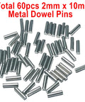 Built Tough Precision Ground 2mm X 10mm Dowel Pins 60 Pack Stainless Steel shelf support pegs, heavy-duty metal cylinder rods.