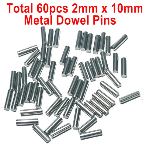 Built Tough Precision Ground 2mm X 10mm Dowel Pins 60 Pack Stainless Steel shelf support pegs, heavy-duty metal cylinder rods.