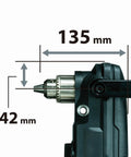Pick Badass 40V Brushless Cordless Angle Drill killer with 135mm length and 42mm width for precise drilling applications.