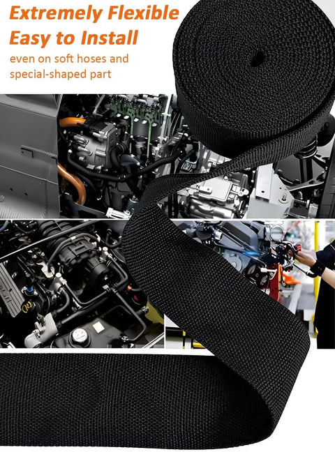 20 Ft 1/2 Inch 2 To 1 Heat Shrink Braided Sleeving For Wiring Harness Protection, Abrasion Resistant Cable Sheath Tubing, Flexible And Durable, Beefy Protection For Automotive And DIY Electrical Projects wrapped around engine wiring
