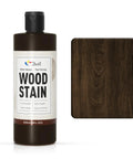Black Walnut Wood Stain Delivers Killer Coverage With Just One Coat. 250ml bottle with deep brown wood finish sample.