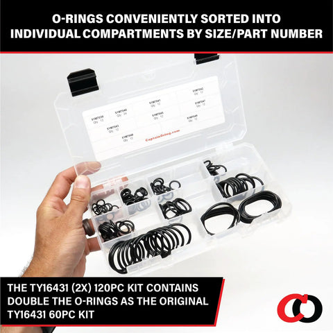 120 Piece Pro Grade O Ring Kit For SAE J2244/2 ISO 6149 Metric Port Hydraulic Fittings Includes 9 Sizes Buna N 90 Durometer O Rings Compatible With John Deere And Other Hydraulic Equipment displayed in open case