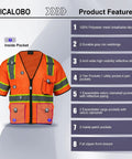 Kickass Mens High Visibility Mesh Safety Vest With Ten Functional Pockets And Zipper Front Ansi Class Three Reflective Work Gear.