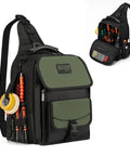 Heavy Duty Electrician Tool Chest Bag With 21 Tough As Nails Pockets And Waterproof Oxford Fabric Tactical HVAC Work Sling with organized tools.