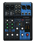 Top view of a six channel mixing console with built-in effects, two mic preamps, and six line inputs for home studios and live gigs.