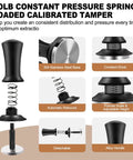 All-In-One 58mm Espresso Accessories Kit With Spring-Loaded Calibrated Tamper showing parts and features