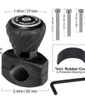 Dimensions and parts of Universal Steering Wheel Knob Power Handle Spinner For Cars, Trucks, Forklifts, Tractors, Boats, And Golf Carts, Easy One Handed Steering Assist, Non Slip Grip, Black