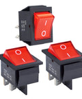 3 Pack Rocker Toggle Switches 2-Position On Off DPST 4 Pins With Red LED For Boat Marine Use AC 125V 20A Or 250V 16A Panel Mount Durable, Easy-Install Electrical Switches, red rocker switches
