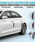 Heavy Duty Car Door Edge Guards For Tesla Cybertruck 2024 To 2026 with sleek black design on a white car for impact protection.