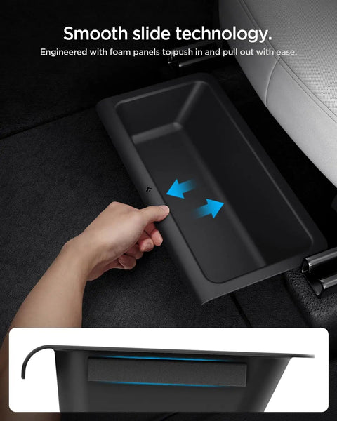 Under Seat Storage Box And Hidden Organizer Tray For 2025 2026 Tesla Model Y Waterproof And Anti Rattle Seamless Fit