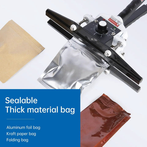 Killer Portable Handheld Heat Sealer For Mylar And Foil Bags Eight Inch Wide Jaw sealing aluminum and kraft paper bags.