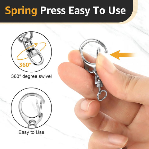 Pack Of Fifty Silver Lobster Claw Clasp Keys With Swivel Snap Hooks And Mini Jump Rings showcasing easy-to-use spring press design.