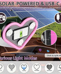 Solar Powered Heart Light For Cars Wireless LED Ambient Lamp With 6 Modes And Vibration Sensor Auto On At Night diagram